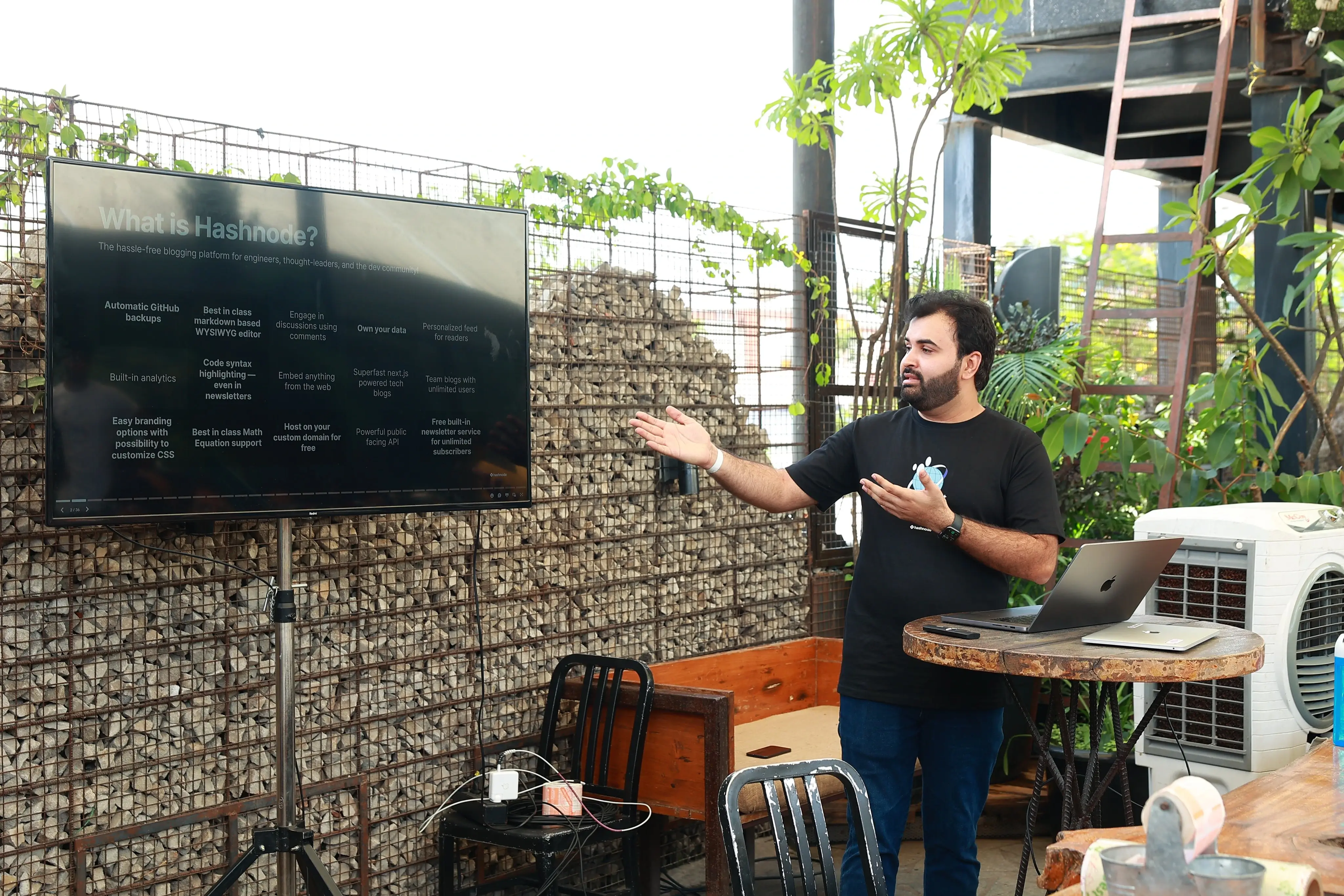 Rajat giving a talk to a room of developers