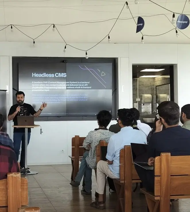 Rajat presenting Hashnode's headless CMS